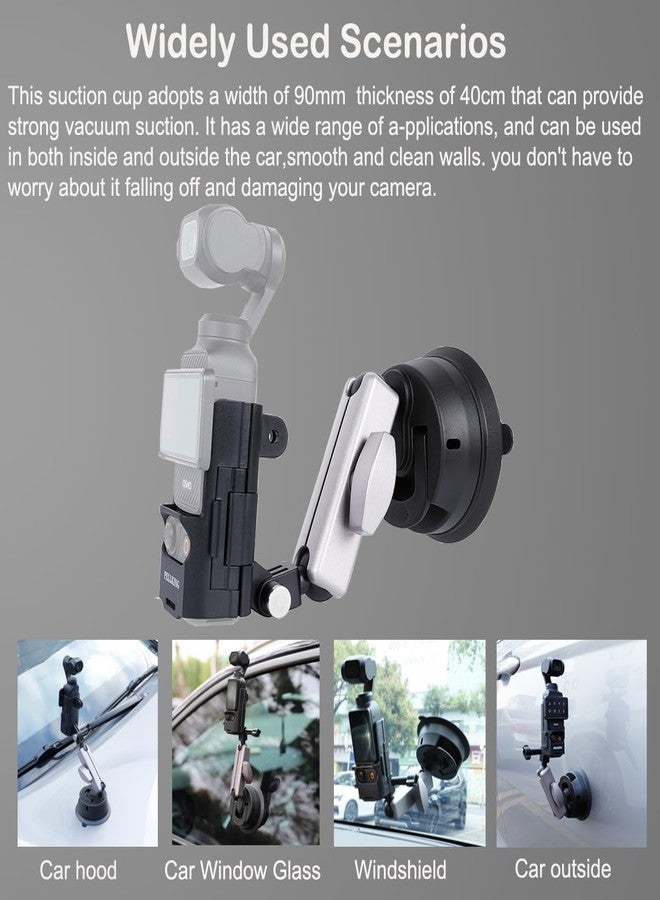 PellKing Osmo Pocket 3 Suction Cup + Pocket 3 Protective Cage Frame Fill Light and Microphone Expandable, Car Outside Inside Windshield Window Dashboard Attachment for Osmo Pocket 3,Hero 13 12 11 - Image 5